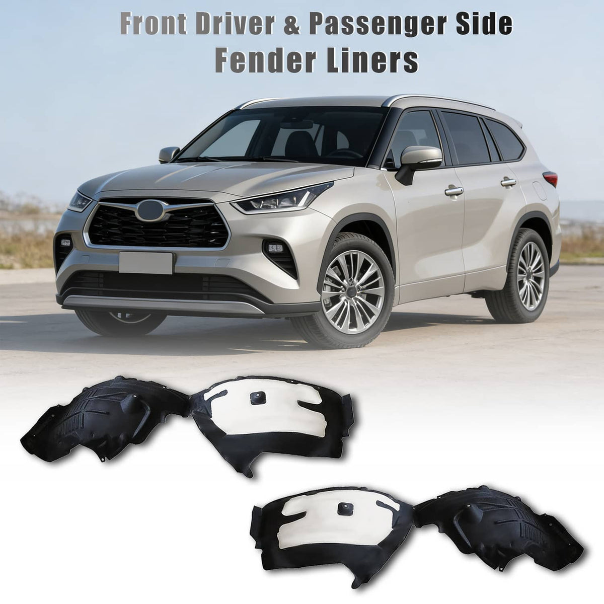 Solidspare Front Driver & Passenger Side Fender Liners Set For 2020-2024 Toyota Highlander