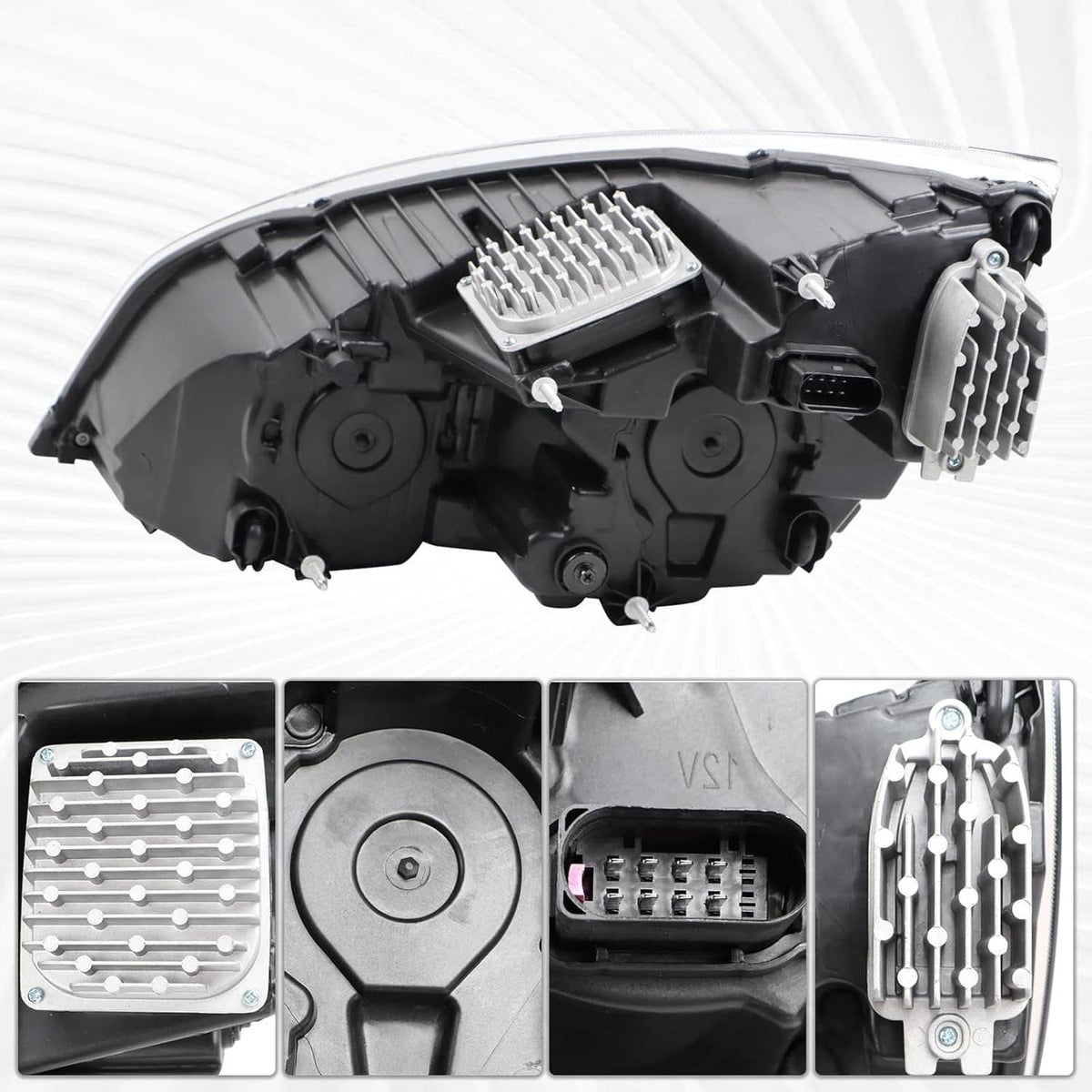 Solidspare Pair New Full LED Headlights Headlamps For 2018-2022 Freightliner Cascadia Black