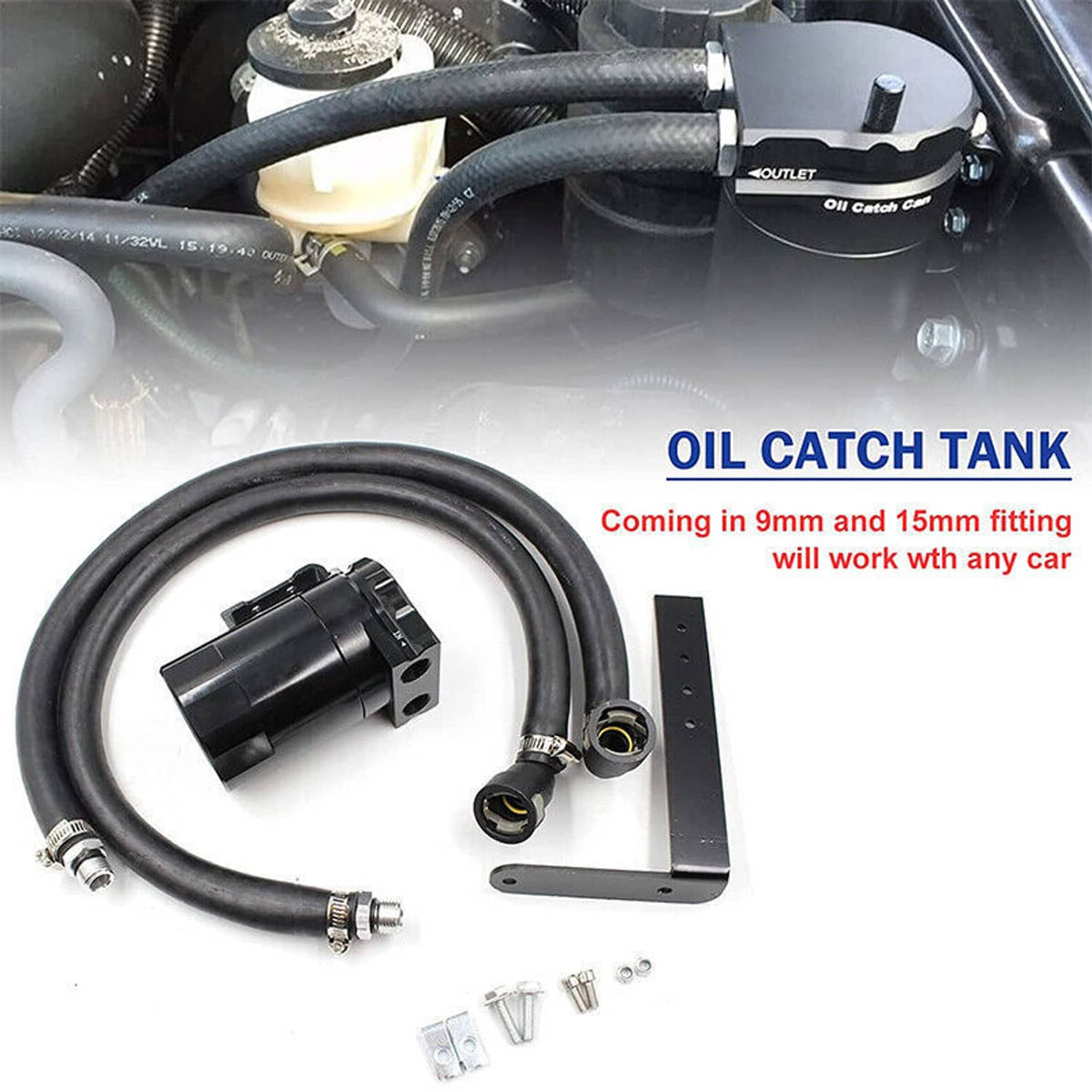 Solidspare Black Oil Catch Can Oil Separator for Ford F150 2.7L 5.0L Raptor 3.5L Ecoboost