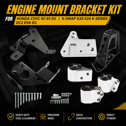 Solidspare Engine Mount Bracket for Honda Civic 92-95 EG K-Swap K20 K24 K-Series DC2 EG6 DC