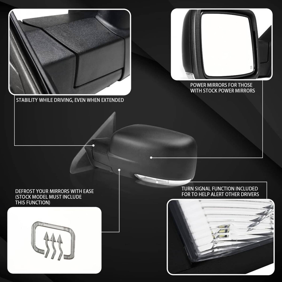 Solidspare Right/Passenger Side For 13-19 Ram 1500 Manual Fold+Heated+LED Signal Mirror New
