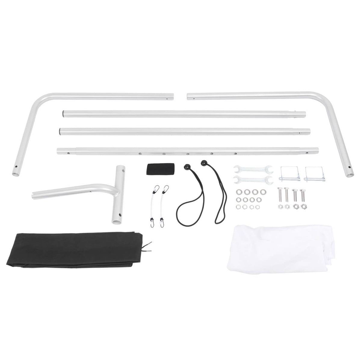 Solidspare Silvery+White Boat Sun Shade For Boats 25 Ft And Under Aluminium Powder Coated