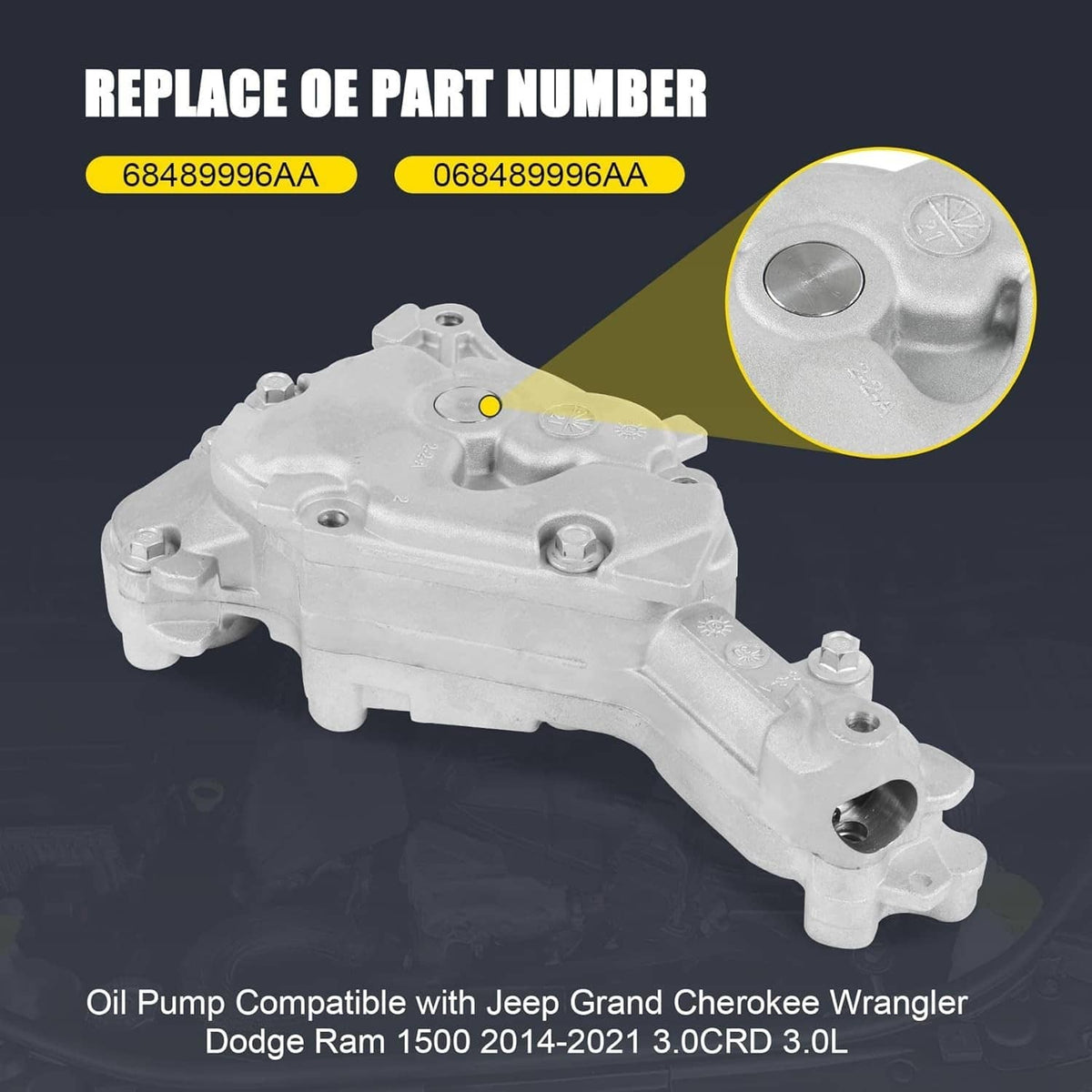 Solidspare Oil Pump 68489996AA For 2014-2021 Dodge Ram 1500 Jeep Grand Cherokee 3.0L DIESEL