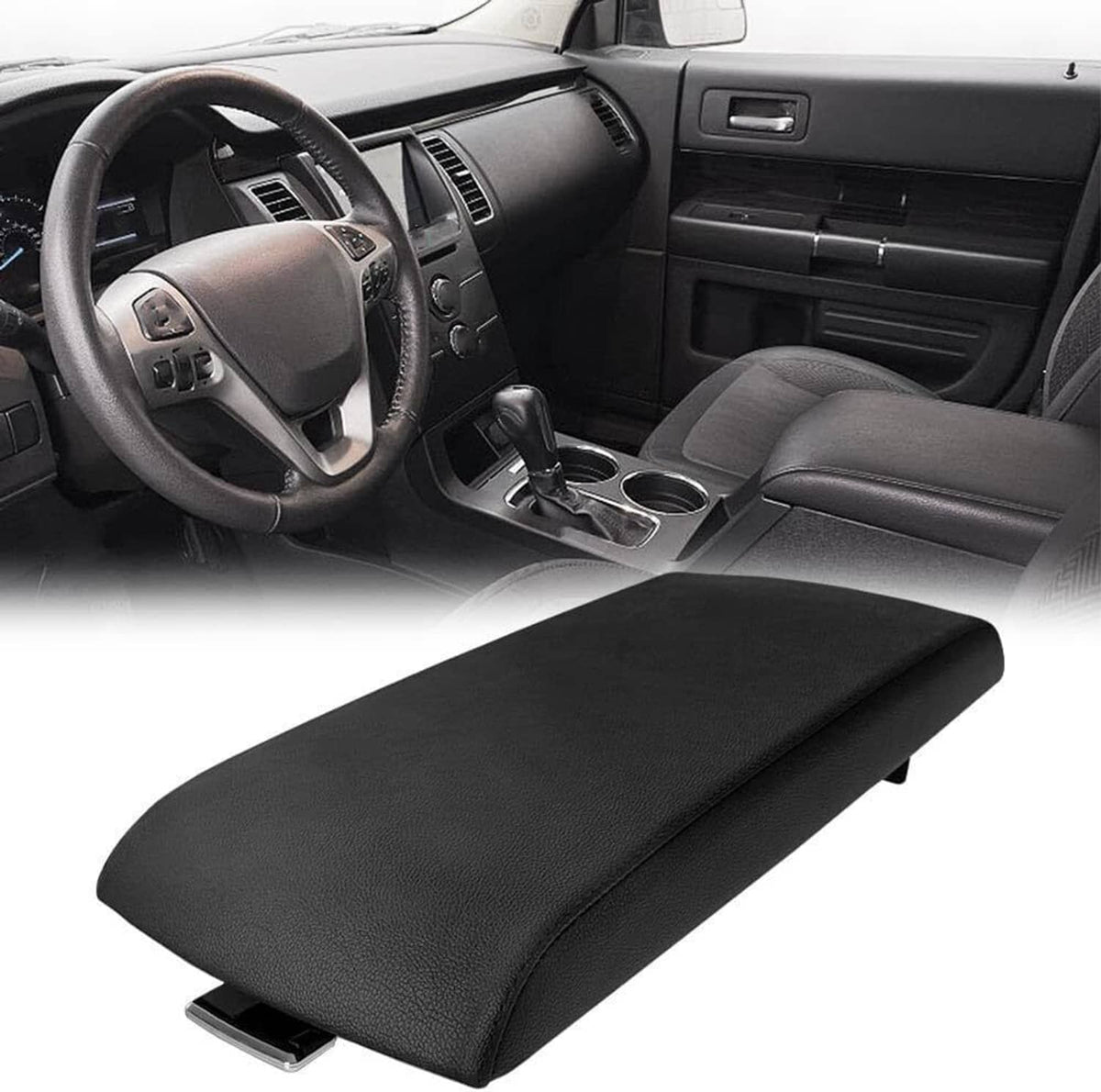 Solidspare New Black Armrest Center Console Lid Cover FA8Z-7406024-AB For 2013-19 Ford Flex