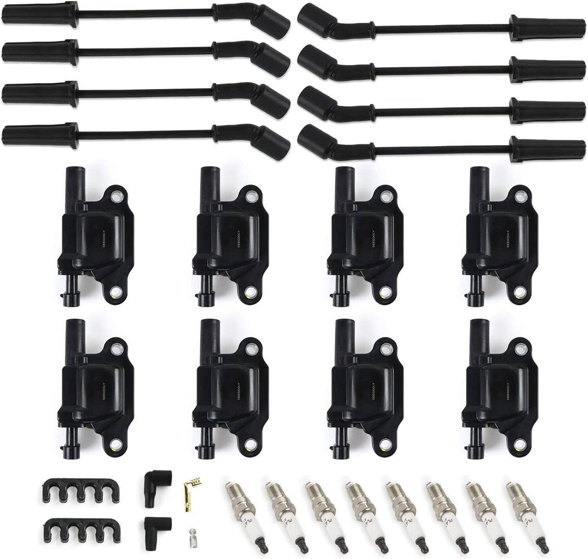 Solidspare 8 Pack UF413 Ignition Coils + 41-962 Spark Plugs + Spark Plug Wires For Chevy