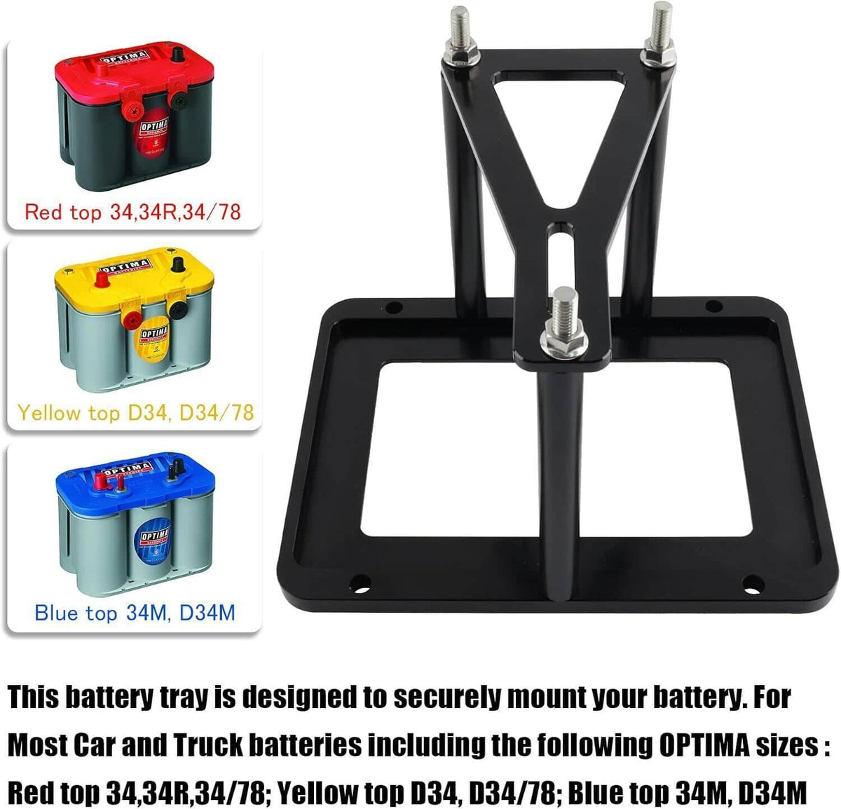 Solidspare Aluminum Billet Battery Tray Hold Down Trunk Relocation Box Racing Mount Black