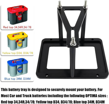 Solidspare Aluminum Billet Battery Tray Hold Down Trunk Relocation Box Racing Mount Black