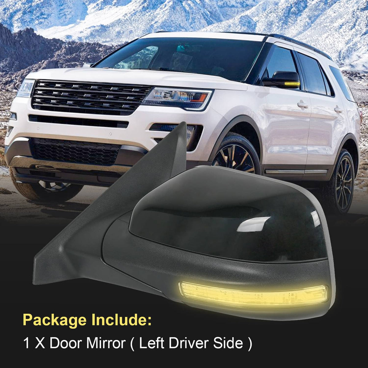 Solidspare Driver Side Heated Mirror w/ Puddle Light Power 7Pin For 2016-2019 Ford Explorer