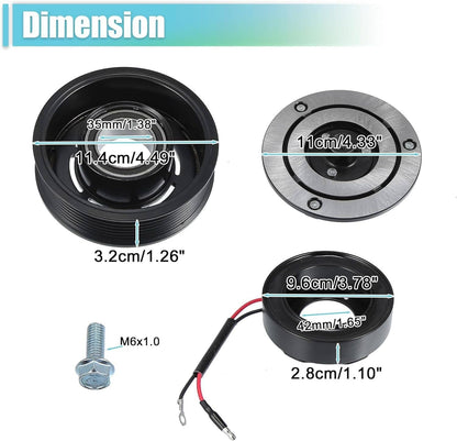 Solidspare AC COMPRESSOR CLUTCH KIT PULLEY COIL FITS 2005 - 2015 Toyota Tacoma 2.7L & 4.0L