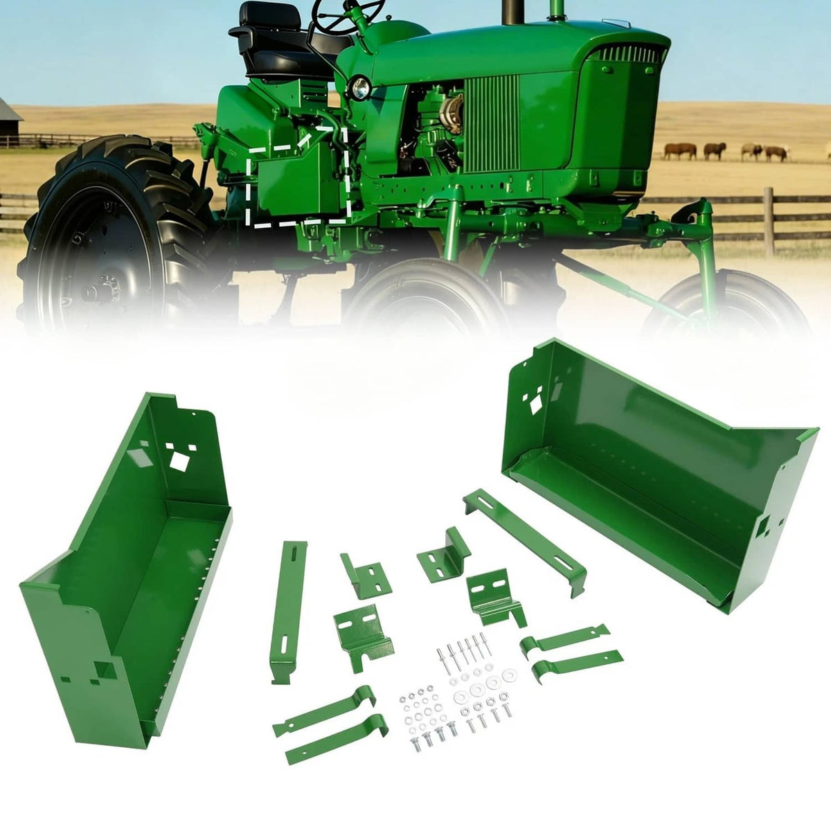 Solidspare LH&RH Battery Box w/ Bracket For John Deere 2510 2520 3010 3020 4320 #AR26617