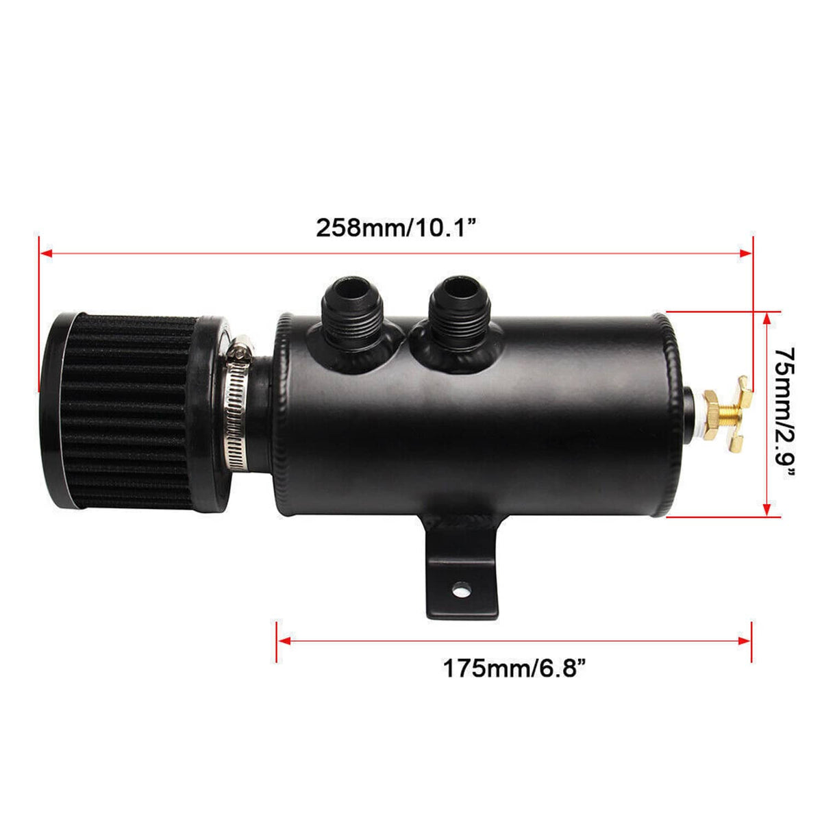 Solidspare Oil Catch Can Reservoir Tank 10AN 2 Port Dual Breather Filter Baffled+ 10FT Hose