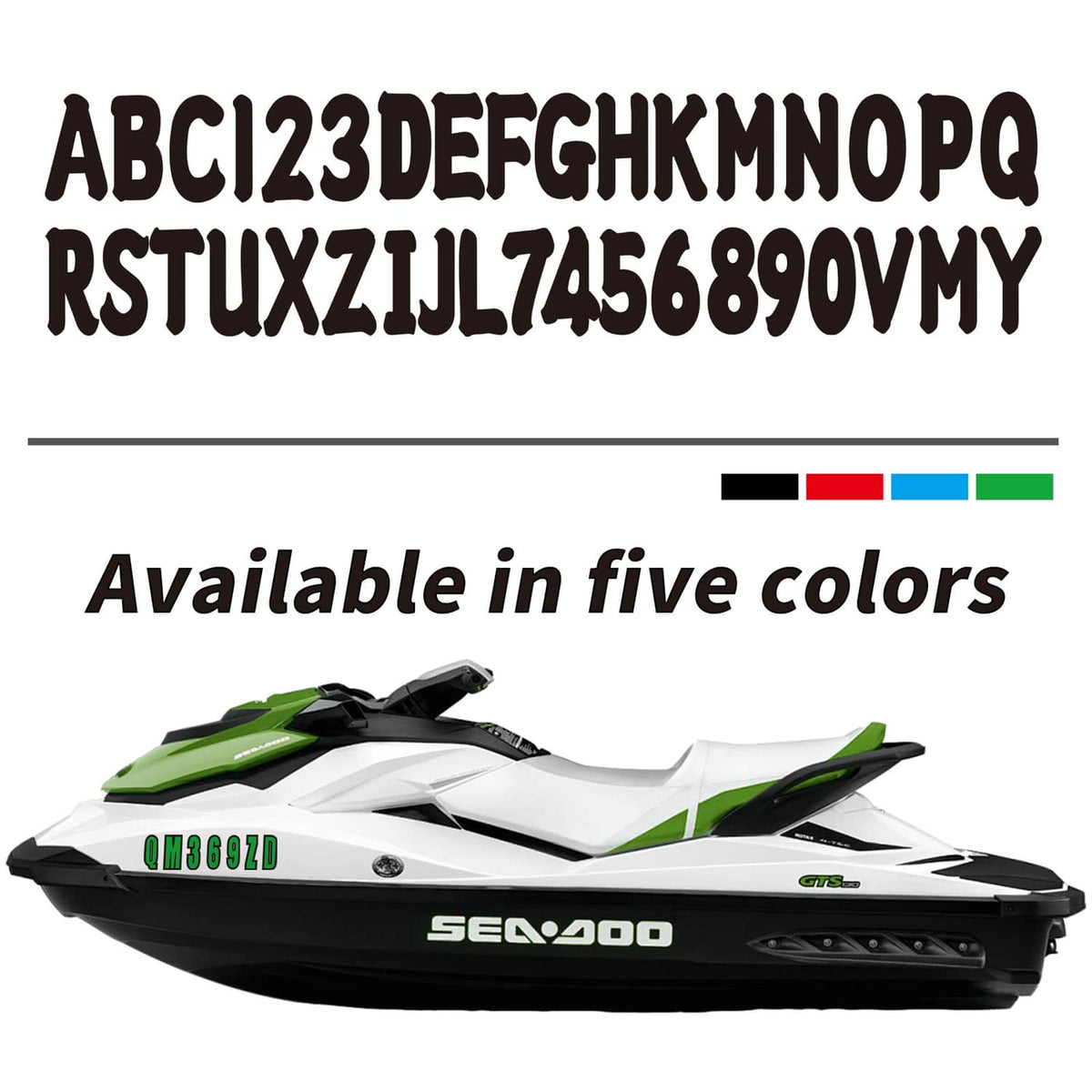 Solid Spare Black 3" Boat registration decals A-Z Letters & 0-9 Numbers 4 Sets