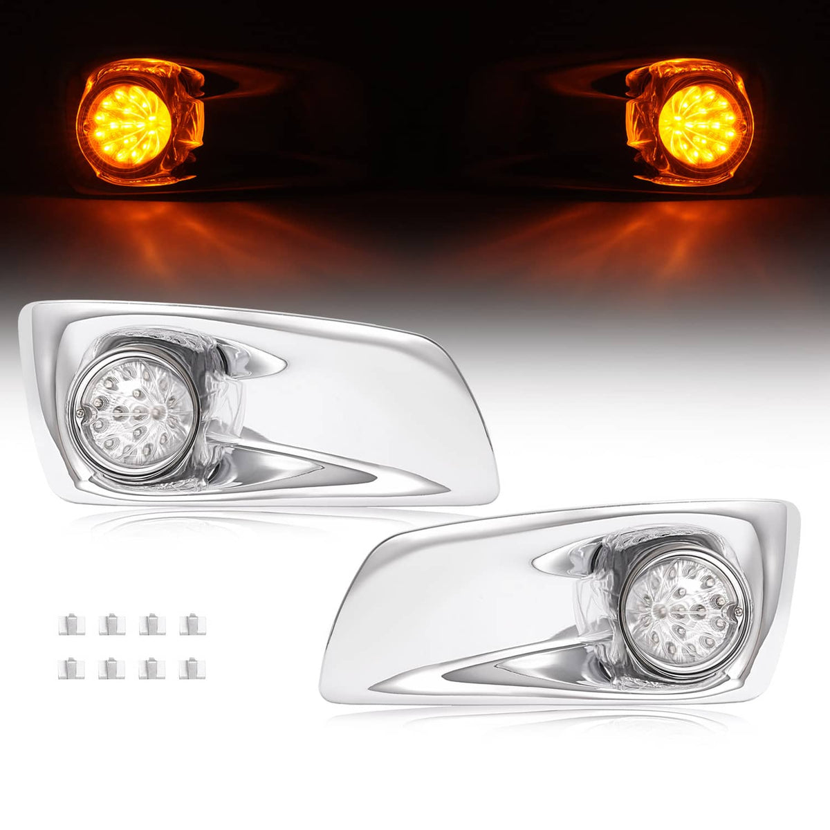 Solid Spare LED Fog Lights Lamp W/Bezel Clear Lens Pair LH & RH For Kenworth T660 2007-2017
