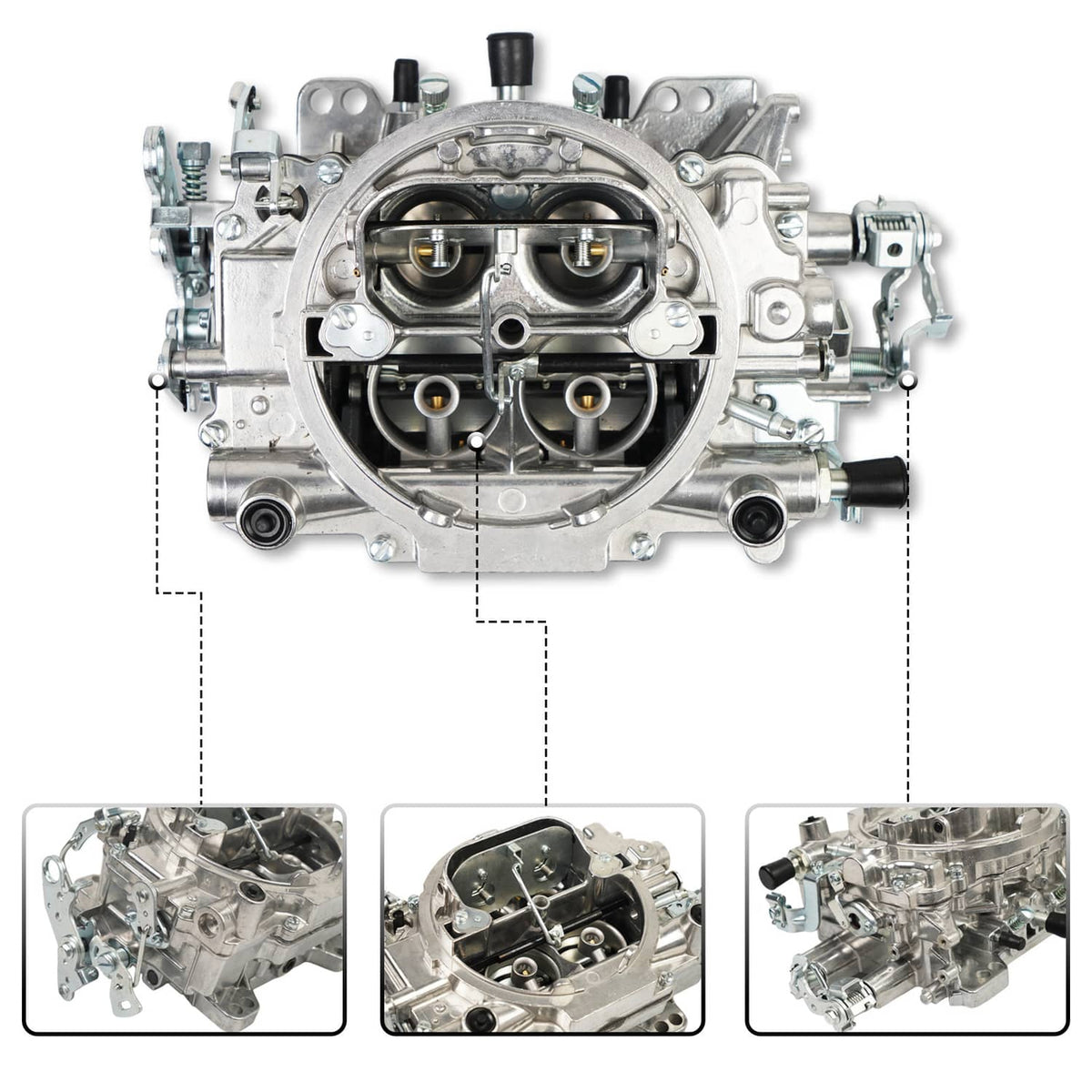 Solidspare Silver 4 Barrel Carburetor w/Manual Electric Choke For Edelbrock 1405 Performer