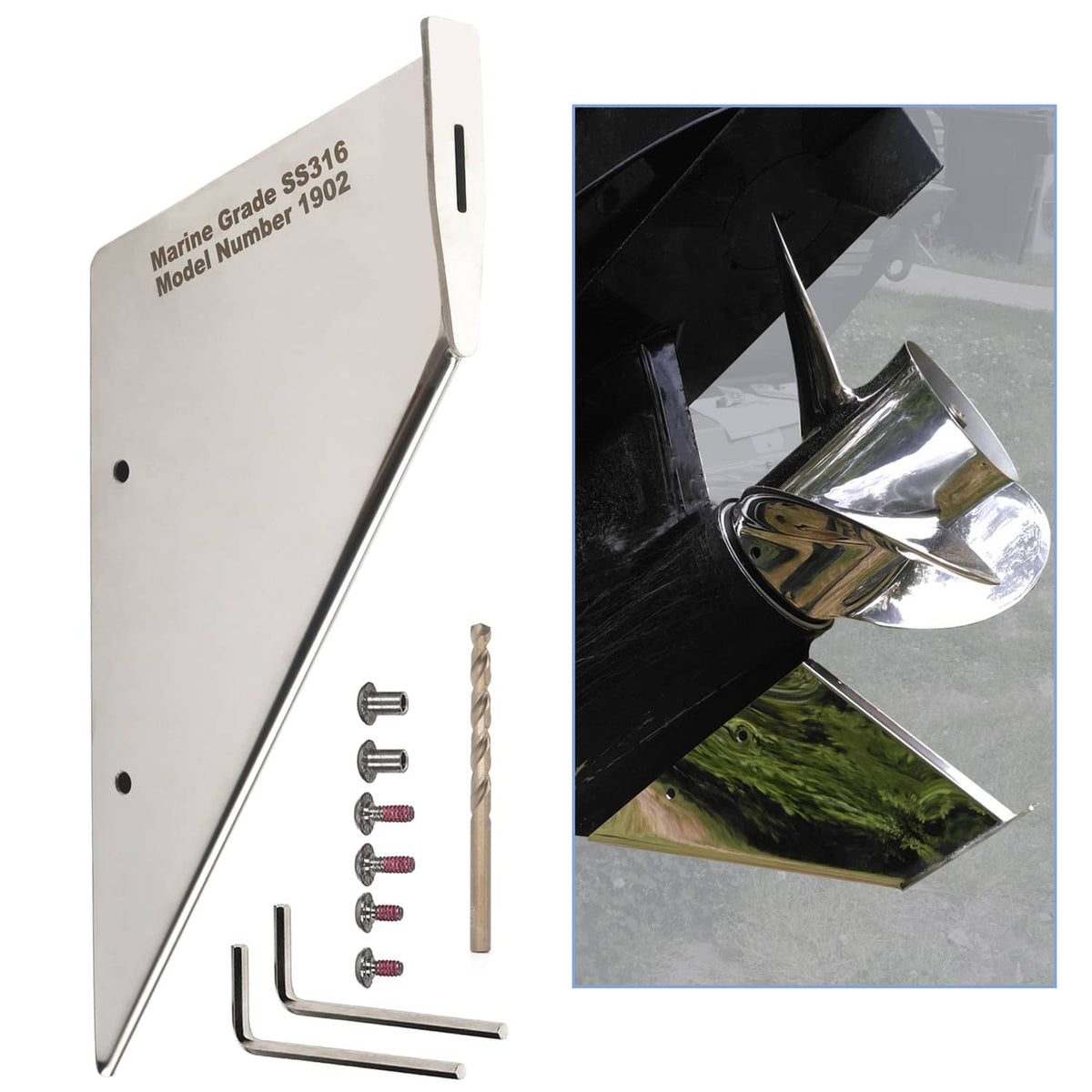 Solid Spare 27151 New Marine Stainless Steel Skeg Guard Protector for Yamaha Mercury Suzuki