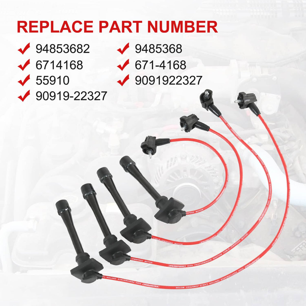 Solidspare JDMSPEED Spark Plug Wires Set for 93-97 Geo Prizm Toyota Celica Corolla 1.6L 1.8