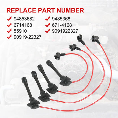 Solidspare JDMSPEED Spark Plug Wires Set for 93-97 Geo Prizm Toyota Celica Corolla 1.6L 1.8