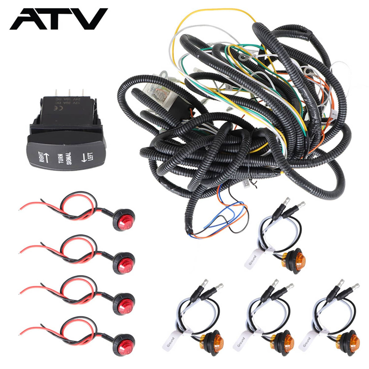 Solidspare Generic Street LED Rocker Switch Turn Signal Kit For SXS Kawasaki Mule Teryx 4