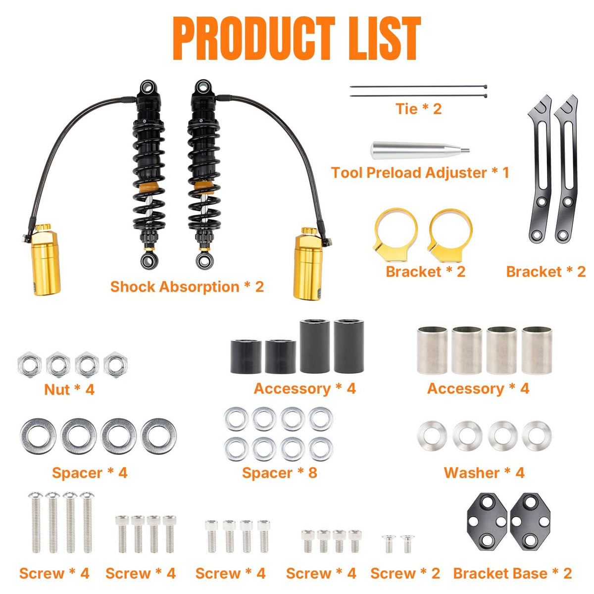 Solidspare Upgraded Adjustable Remote Reservoir Rear Suspension Shocks For Harley Touring