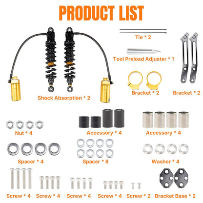 Solidspare Upgraded Adjustable Remote Reservoir Rear Suspension Shocks For Harley Touring