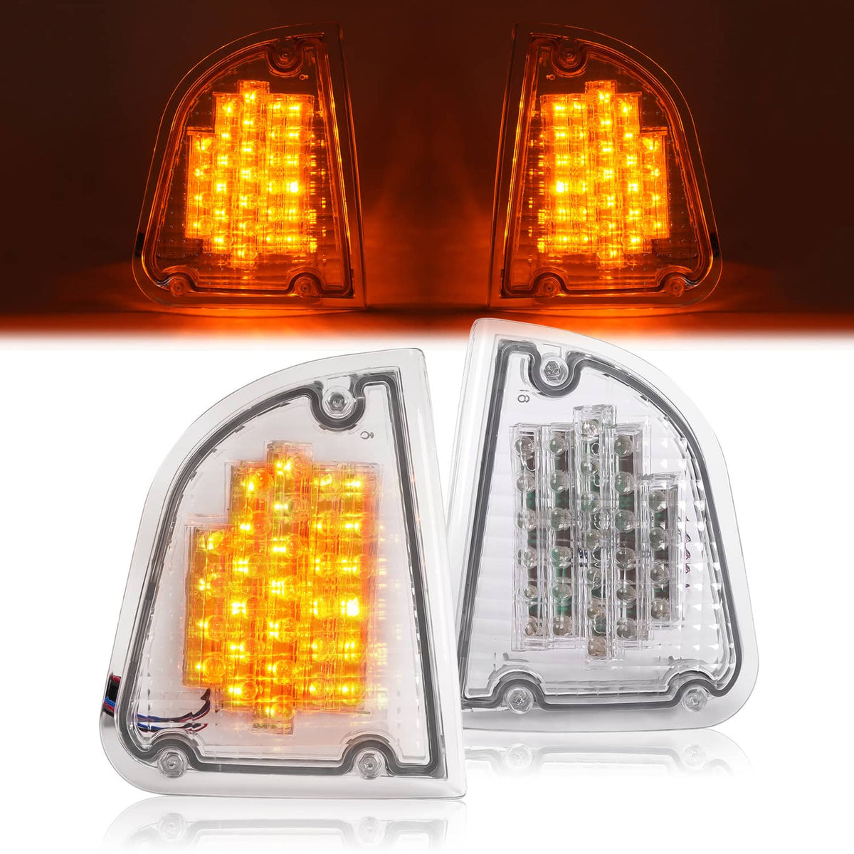 Solid Spare Pair Clear LED Turn Signal Lights Fit For 86-08 KW Kenworth K300 T300 T330 T600