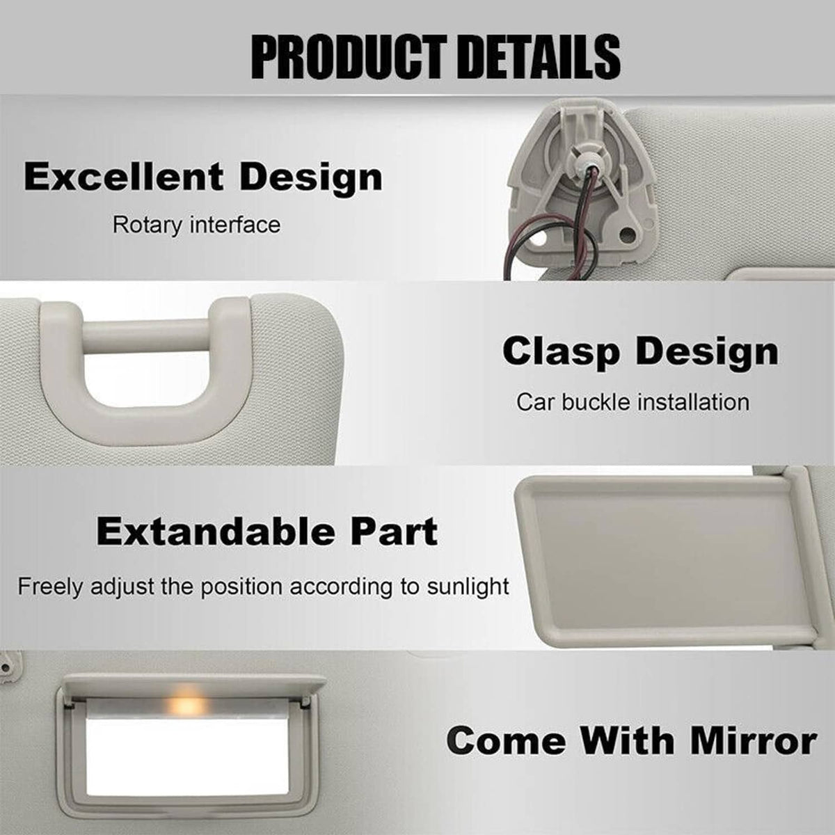 Solidspare Sun Visor With Lamp Left Driver Gray for 2013-2018 Nissan Pathfinder 96401-9PB0A