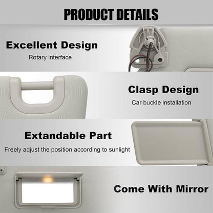 Solidspare Sun Visor With Lamp Left Driver Gray for 2013-2018 Nissan Pathfinder 96401-9PB0A