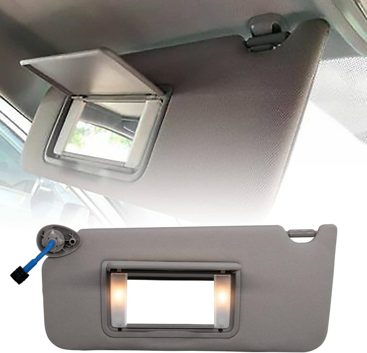 Solidspare 1 Pair Gray Sun Visor For Honda Accord 2008-17 83280-TA5-A51ZA w/ Light & Mirror