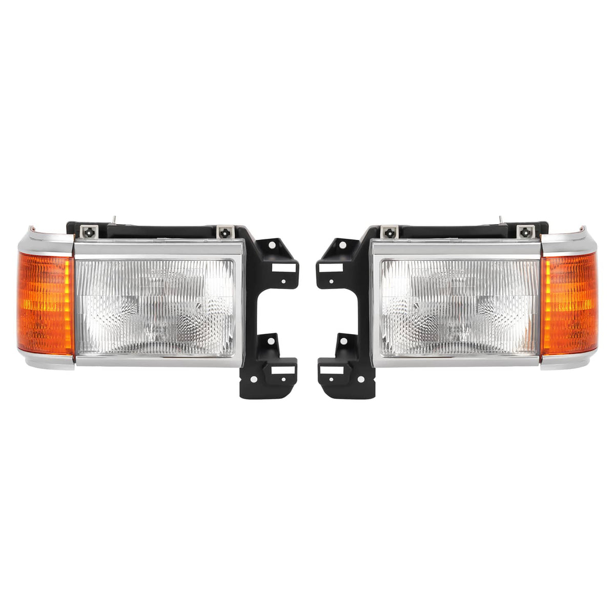 Solid Spare For 1987-1991 1990 Ford F150 F250 Bronco Truck Headlights Chrome Trim Headlamps