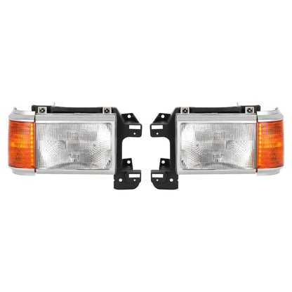 Solid Spare For 1987-1991 1990 Ford F150 F250 Bronco Truck Headlights Chrome Trim Headlamps