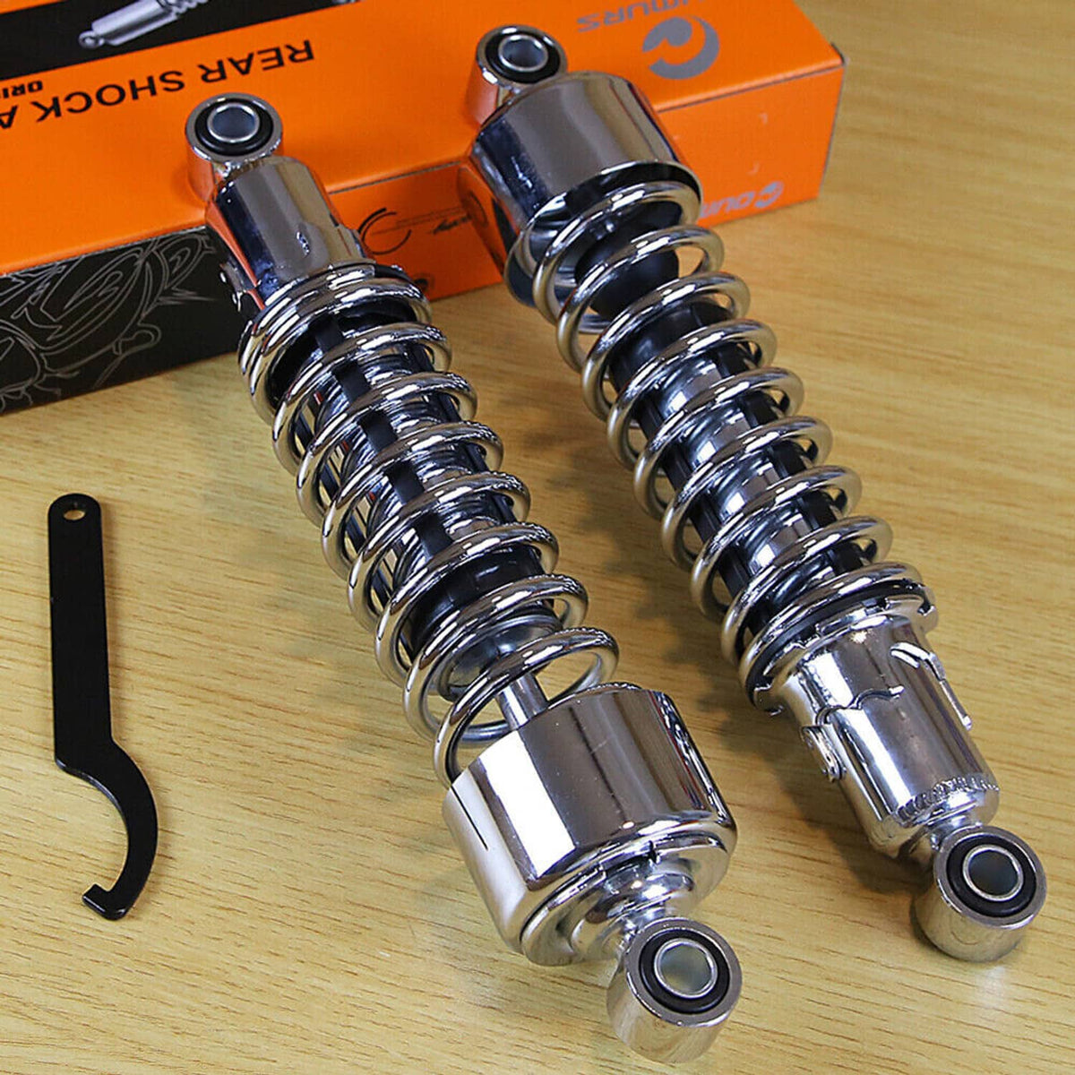 Solidspare Chrome 11.75" Rear Shocks For 1998-2019 Harley Road King Classic FLHRC Sportster