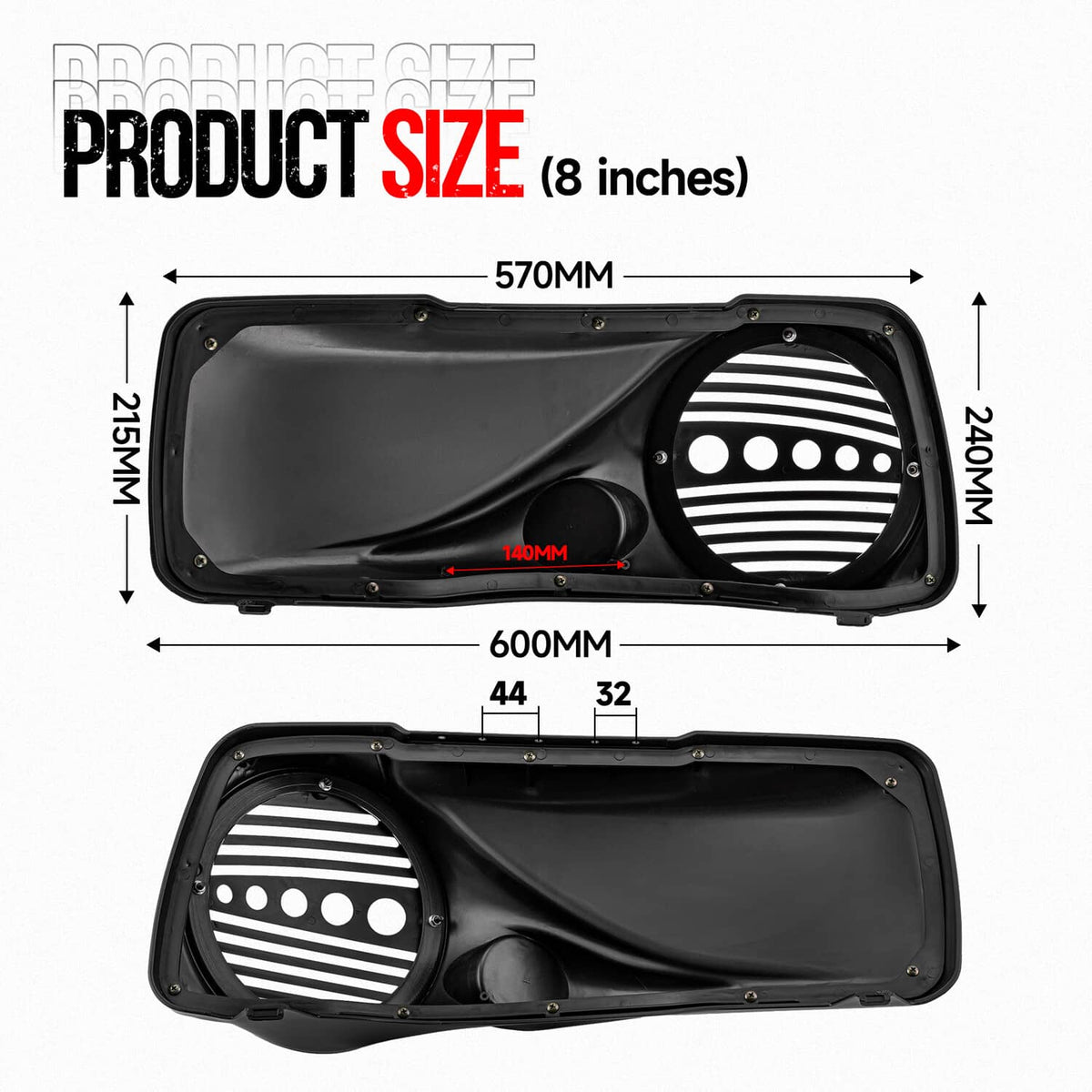 Solidspare Pair L&R 8" Speaker Lids w/ Tweeter port Fits Harley 1994-2013 Touring Models