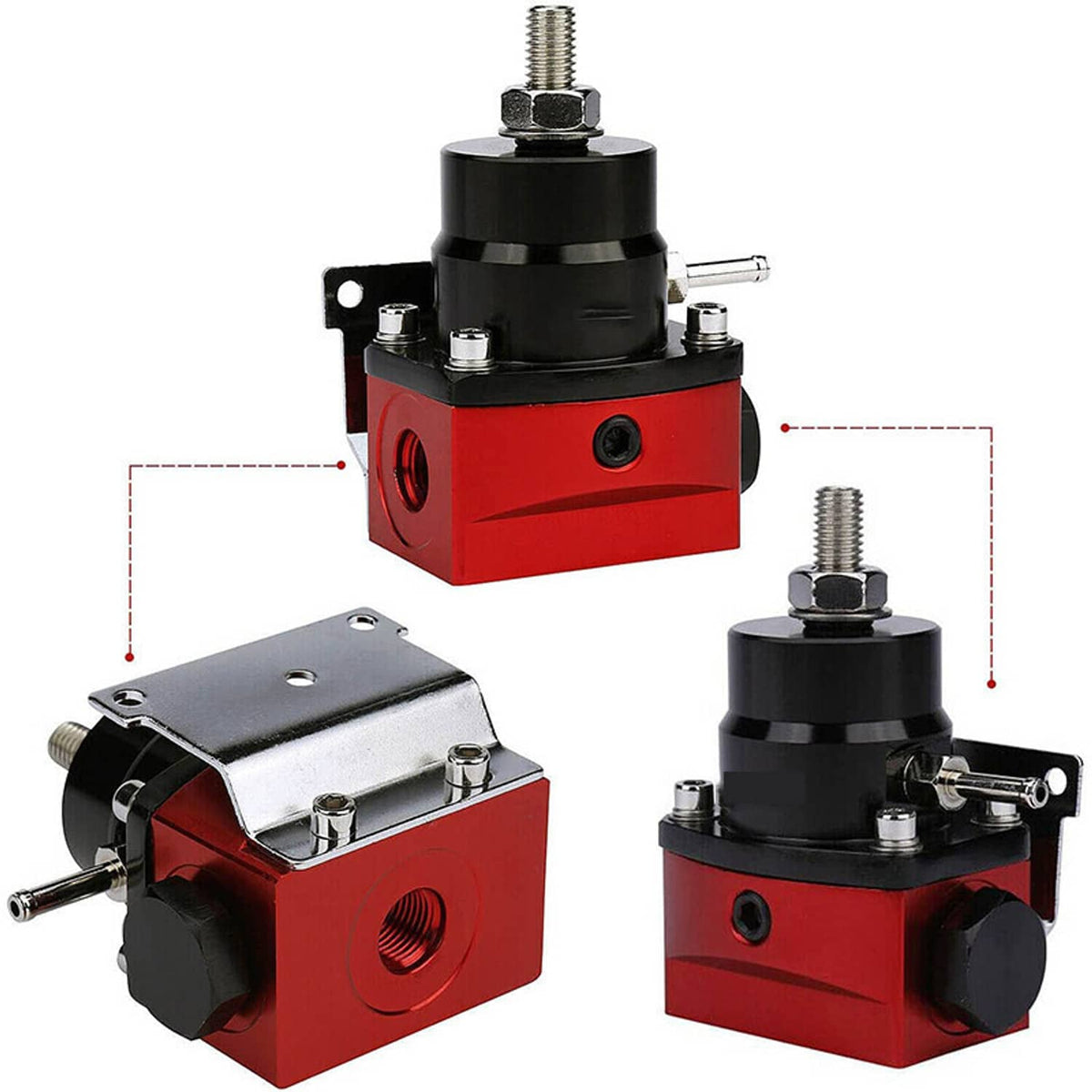 Solidspare New Adjustable Fuel Pressure Regulator Kit Oil 0-100psi Gauge -6AN Black & Red