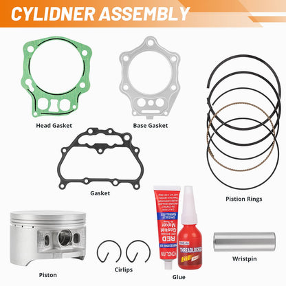 Solidspare For Honda Foreman 500 TRX500 2005-2011 Top End Kit Cylinder Piston Rings 92mm