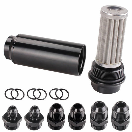 Solid Spare Universal Racing In-Line Fuel Filter AN6 AN8 AN10 Adapter 40 Micron Cleanable