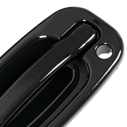 Solid Spare Door Handle Set For Chevy Silverado 1500 1999-2006 Smooth Black Front Outer 2PCS