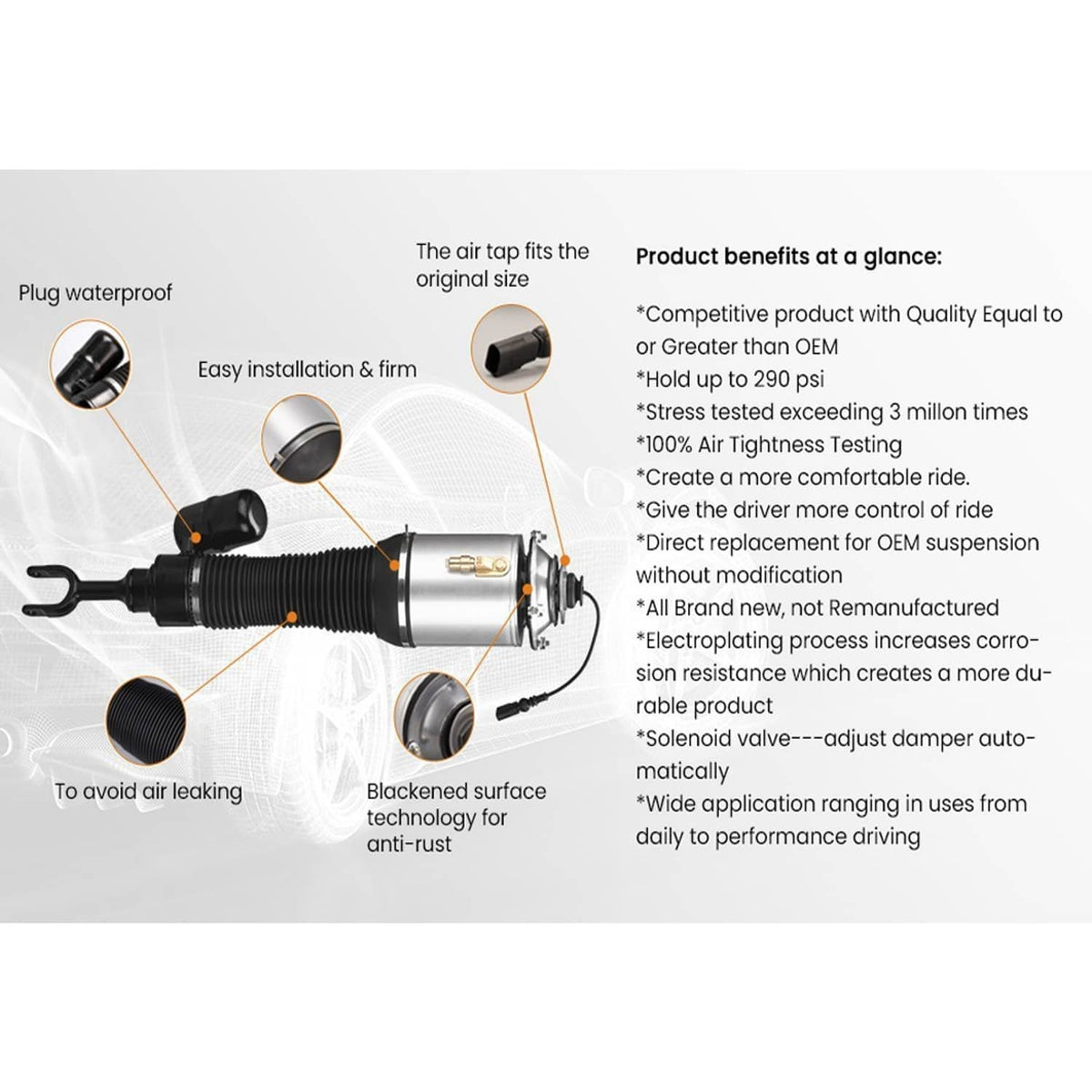 Solidspare Pair Front Air Suspension Struts Shock For Bentley Continental GT Left & Right