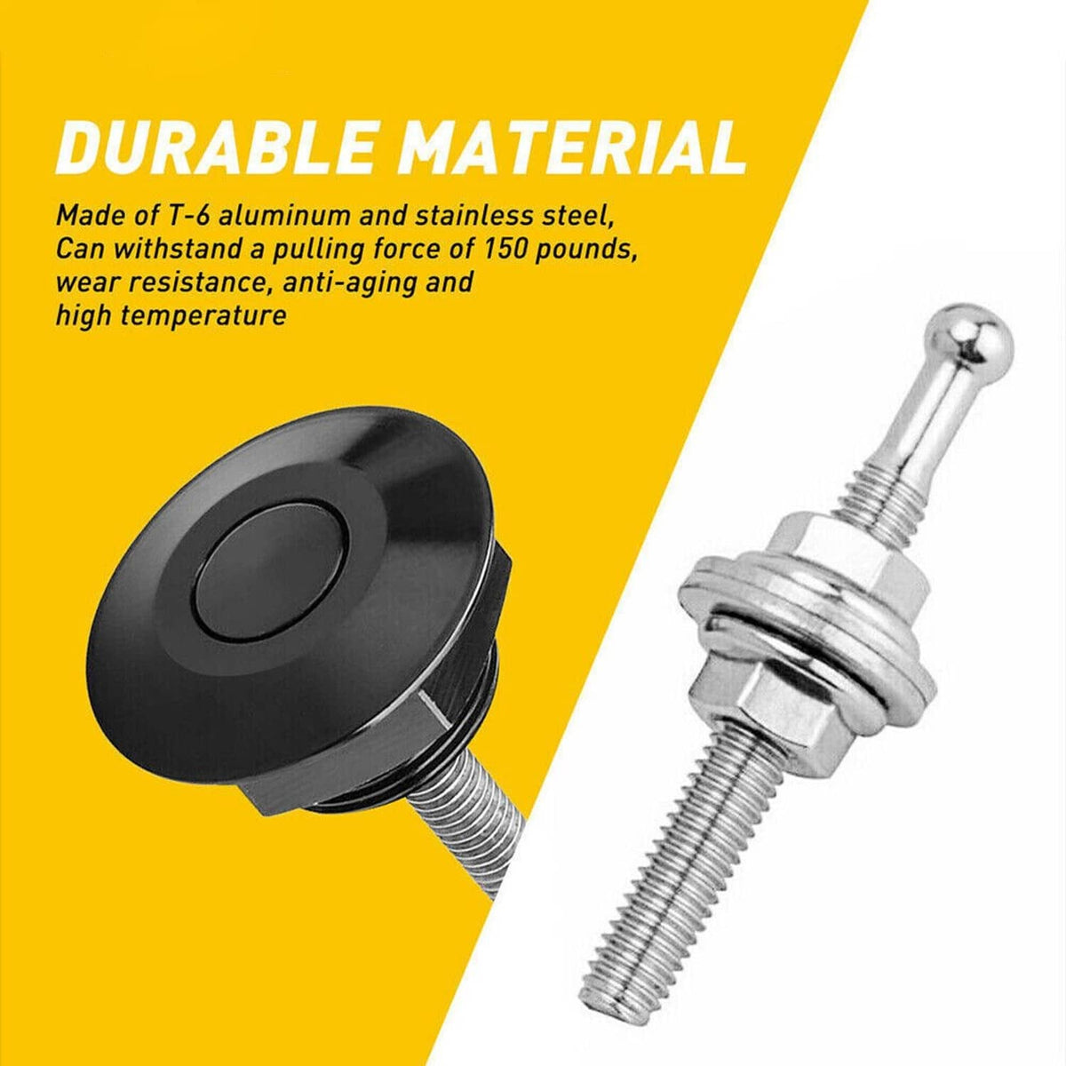 Solidspare 4x Push Button Quick Release Hood Bonnet Pins Lock Clip Car Bumper Latch Kits