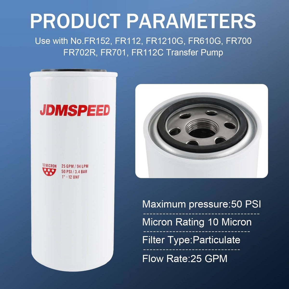 Solidspare Fill-Rite F1810PM0 18 GPM 1-12UN 50PSI Particulate Spin On Fuel Filter 10 Micron