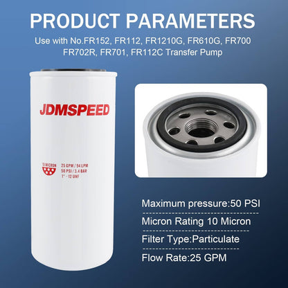 Solidspare Fill-Rite F1810PM0 18 GPM 1-12UN 50PSI Particulate Spin On Fuel Filter 10 Micron