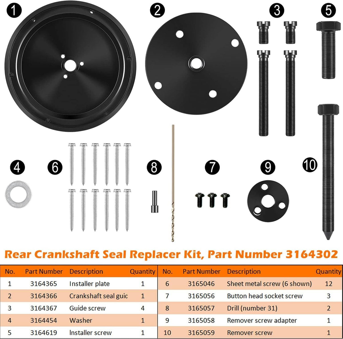 Solid Spare for Cummins L10 L10G M11 ISM Rear Crankshaft Oil Seal Remove Install Tool ST-221