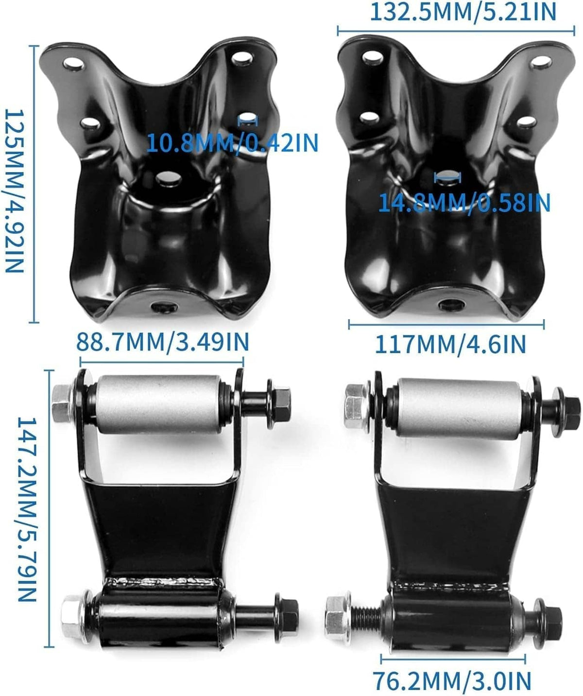 Solidspare 2Pcs Rear Leaf Spring Rear Hanger Bracket & Shackle Kit for Ford Ranger Mazda