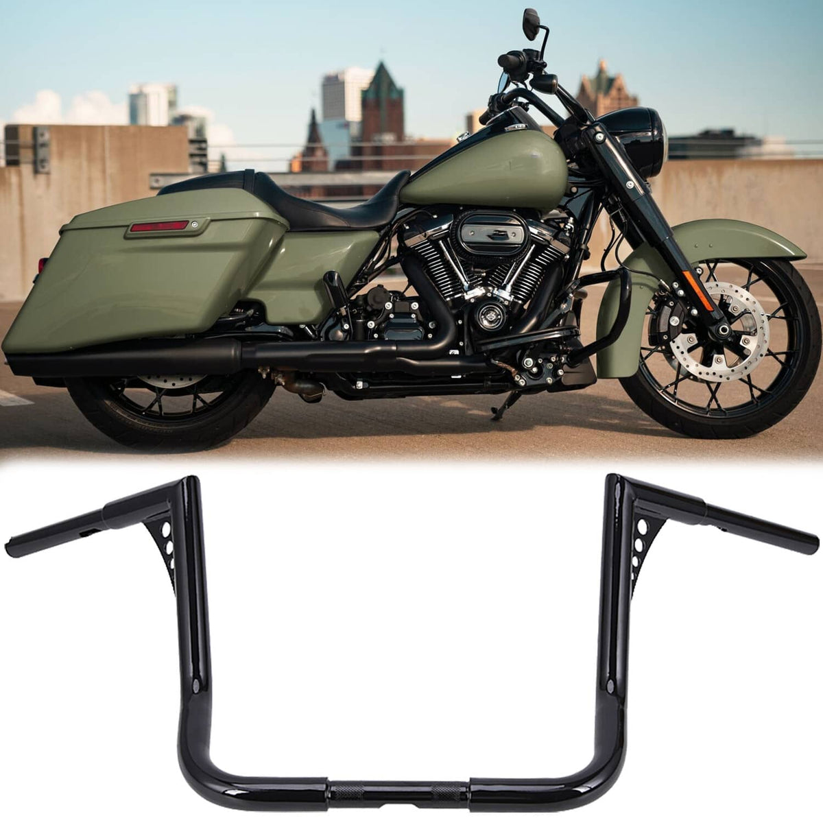 Solidspare 14" in. Monkey Bagger Meathook Bar Handlebar for Harley Electra Street Glide US