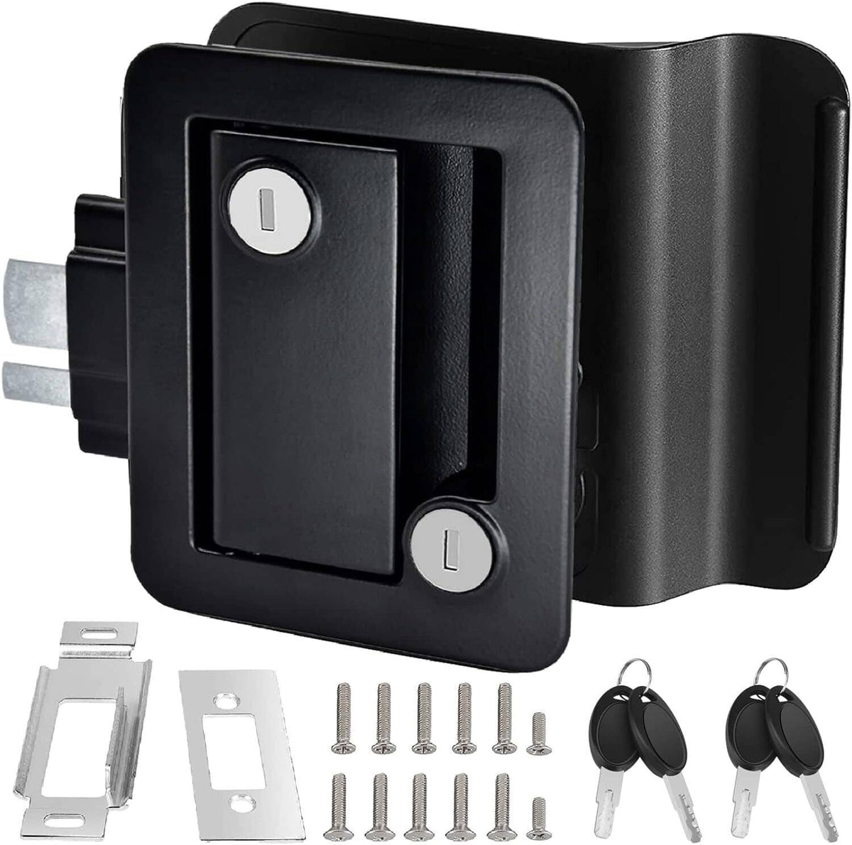 Solidspare 2Pcs Black RV Paddle Entry Door Lock Latch Handle Knob Deadbolt Camper Trailer