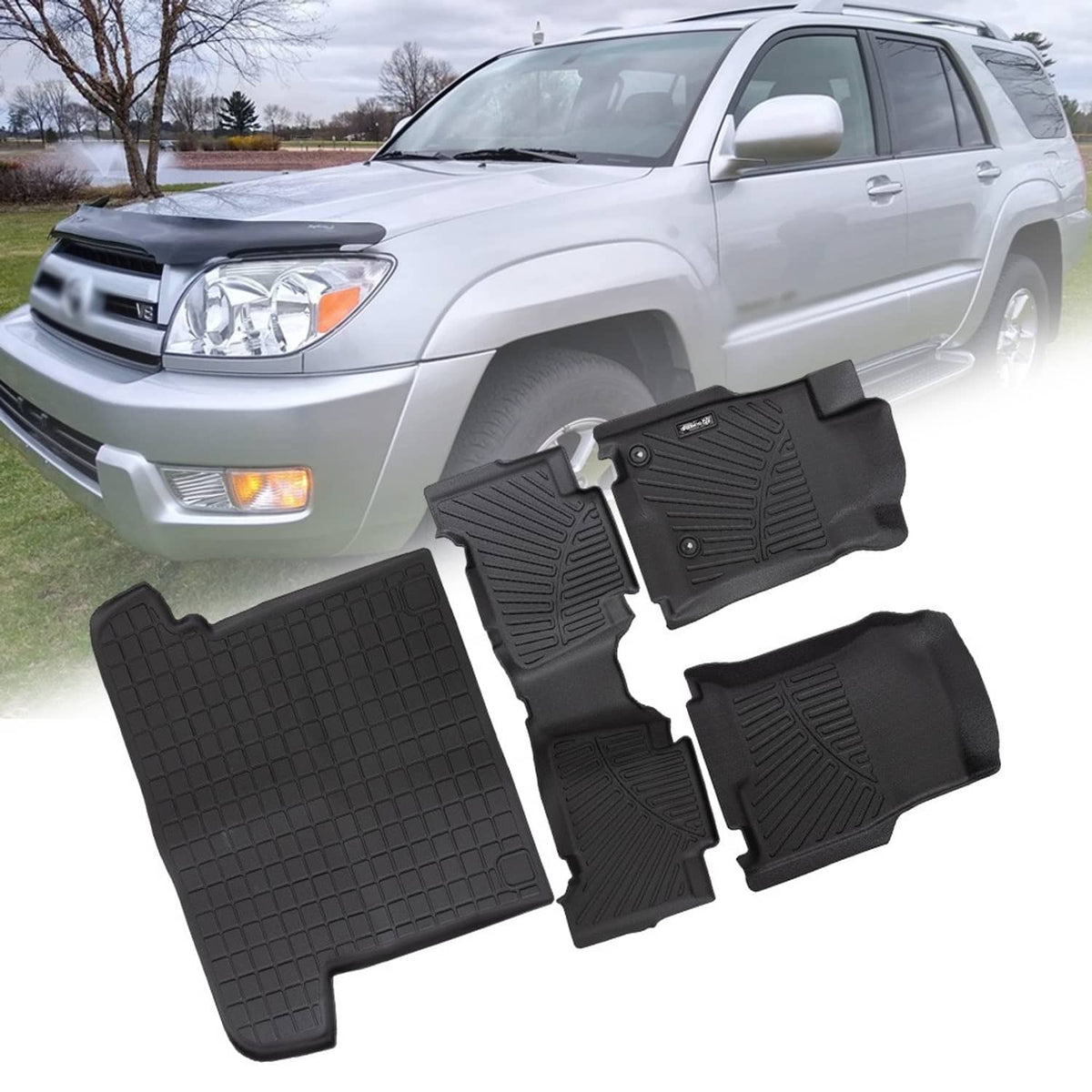 Solidspare Full Set Floor Mats & Cargo Liner for 2003-2009 Toyota 4Runner 5 Seat TPE Rubber