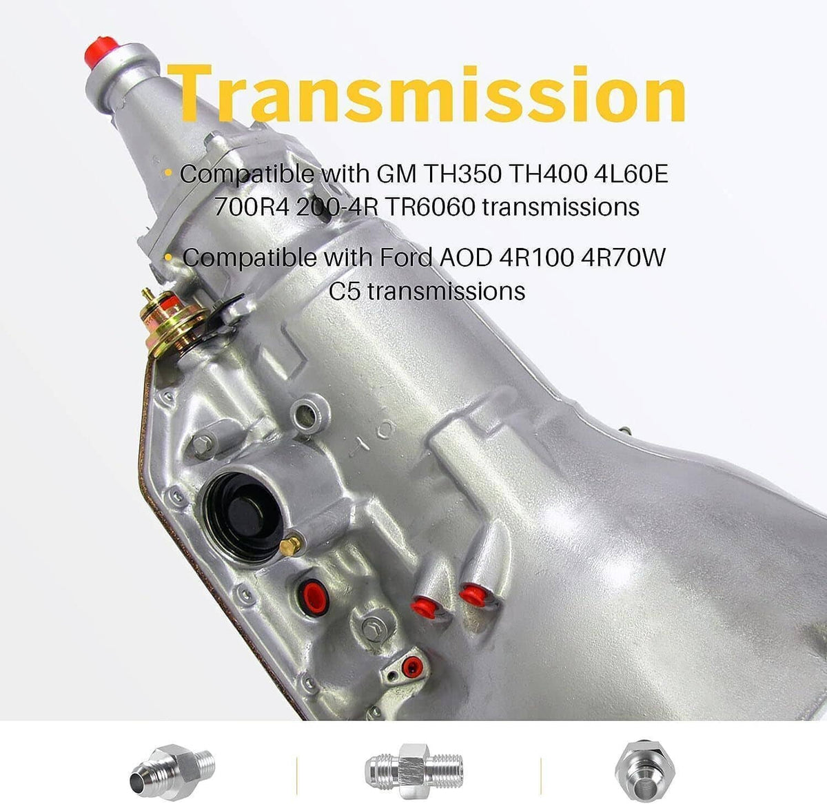 Solidspare 2Pcs Transmission Adapter Fittings 6AN Flare to 1/4" NPSM for TH350 TH400 700R4