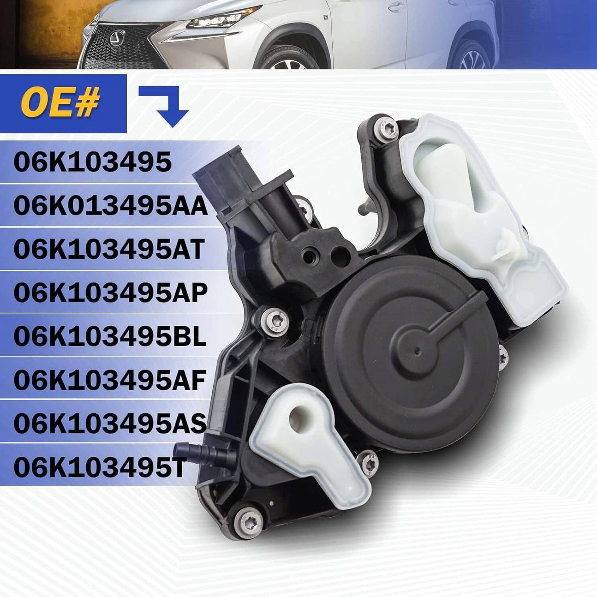 Solidspare PCV Valve Oil Separator For 2014-2020 Golf GTi Jetta 1.8T 2.0T 06K103495AH