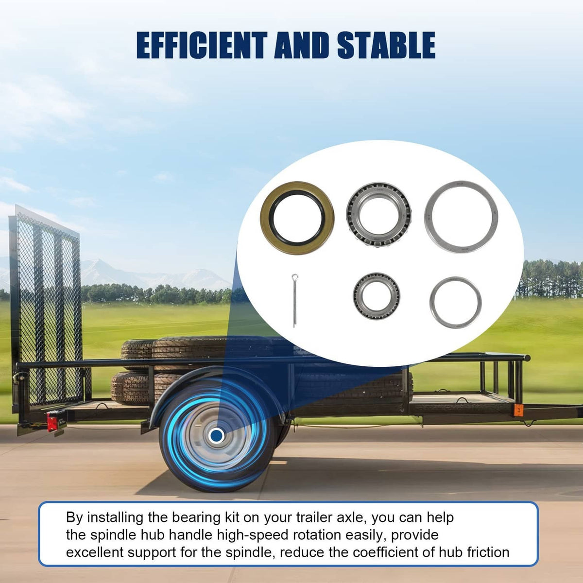 Solidspare 5200# Bearing Axle Kit 25580+ LM67048 1.25" Bearing Trailer Wheel & Mobile Home