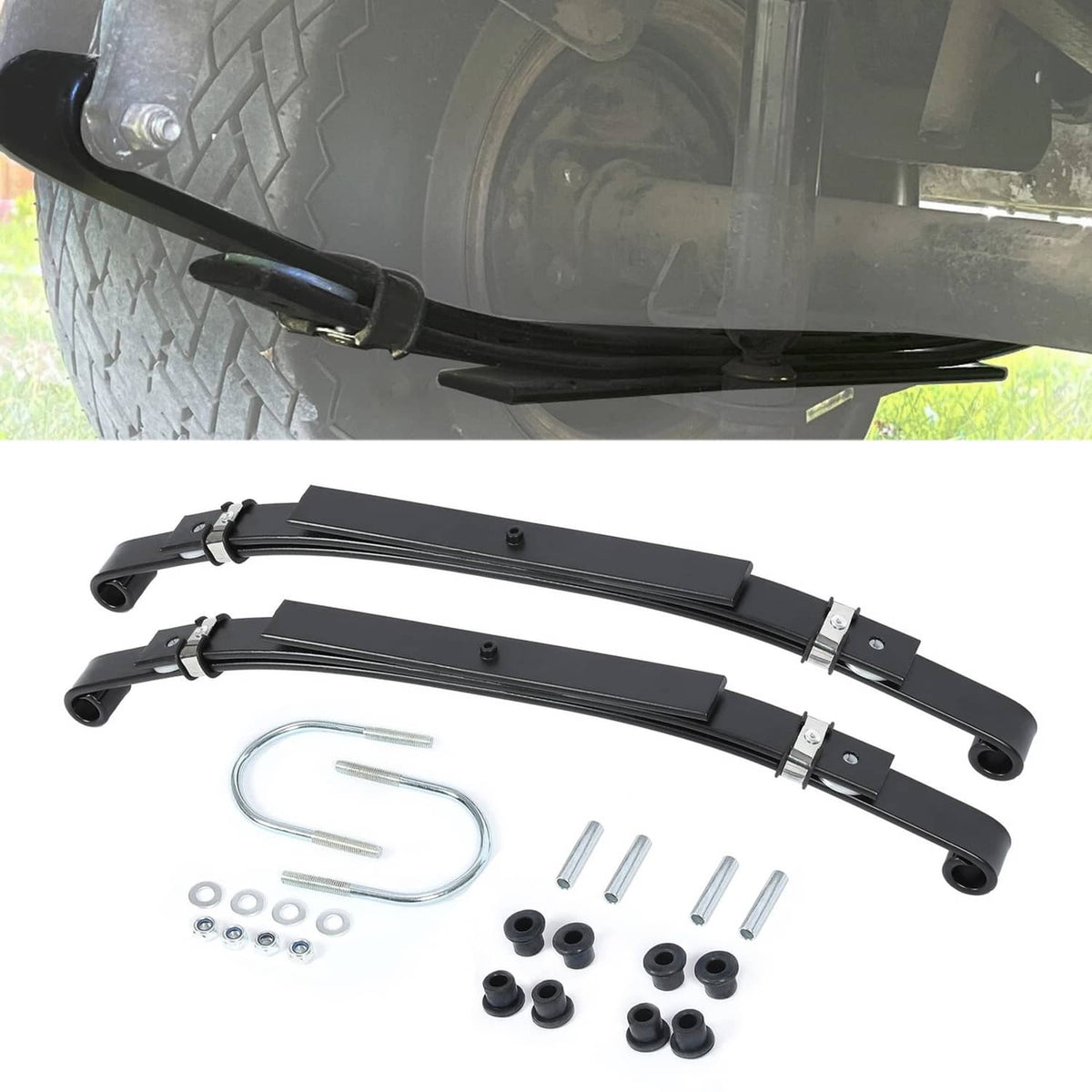 Solidspare Rear Leaf Springs Heavy Duty 3-Leaf w/ Bushings For Club Car DS Golf Cart 1981+