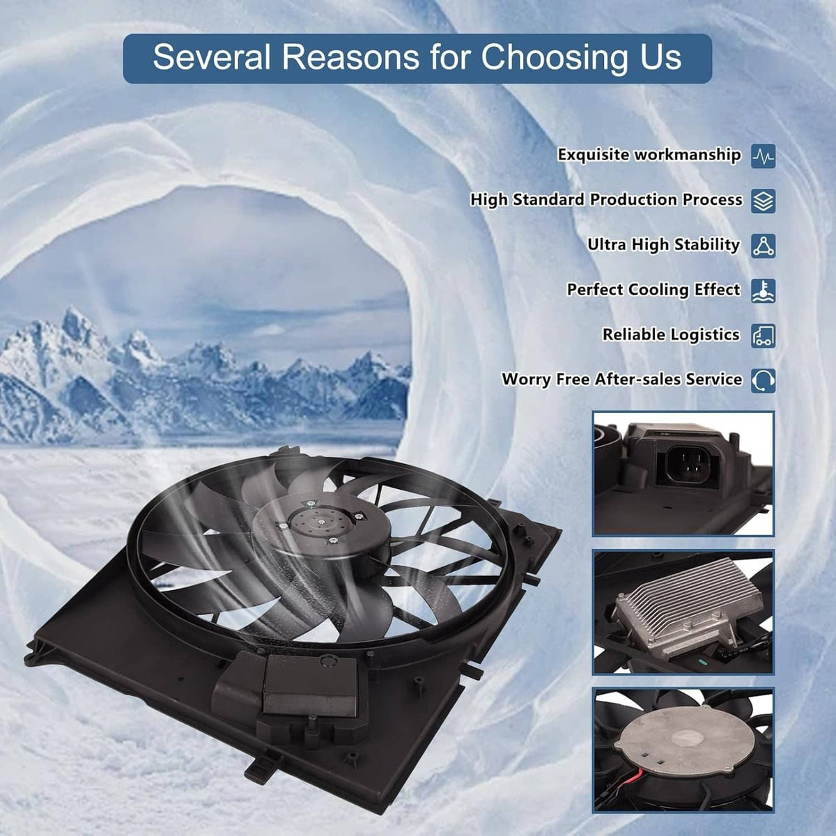 Solidspare Radiator Cooling Fan Assembly 2205000193 For 2000-2006 MERCEDES-BENZ S430 S500